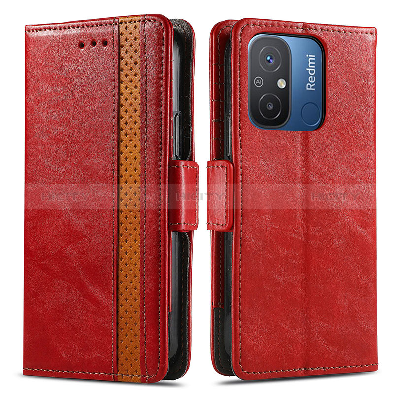 Coque Portefeuille Livre Cuir Etui Clapet S02D pour Xiaomi Redmi 11A 4G Rouge Plus