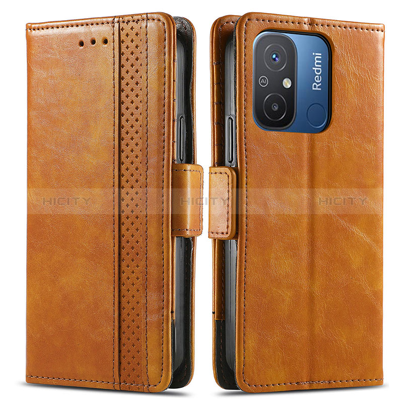 Coque Portefeuille Livre Cuir Etui Clapet S02D pour Xiaomi Redmi 12C 4G Brun Clair Plus