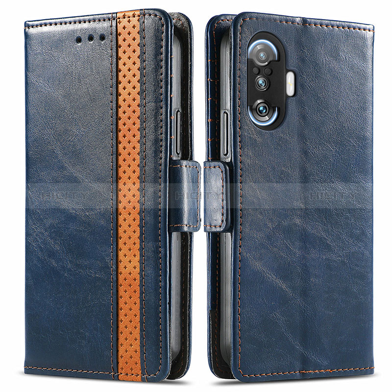 Coque Portefeuille Livre Cuir Etui Clapet S02D pour Xiaomi Redmi K40 Gaming 5G Bleu Plus