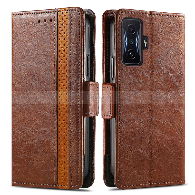 Coque Portefeuille Livre Cuir Etui Clapet S02D pour Xiaomi Redmi K50 Gaming 5G Marron Plus