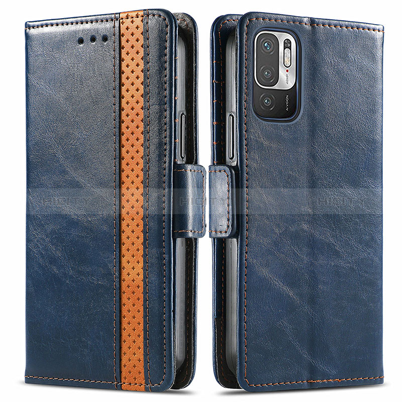 Coque Portefeuille Livre Cuir Etui Clapet S02D pour Xiaomi Redmi Note 10 JE 5G Bleu Plus