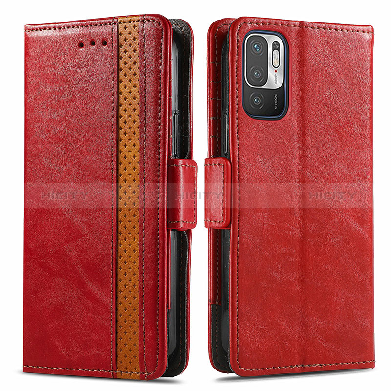 Coque Portefeuille Livre Cuir Etui Clapet S02D pour Xiaomi Redmi Note 10 JE 5G Rouge Plus