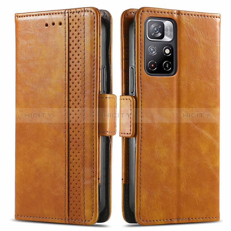 Coque Portefeuille Livre Cuir Etui Clapet S02D pour Xiaomi Redmi Note 11 5G Brun Clair Plus