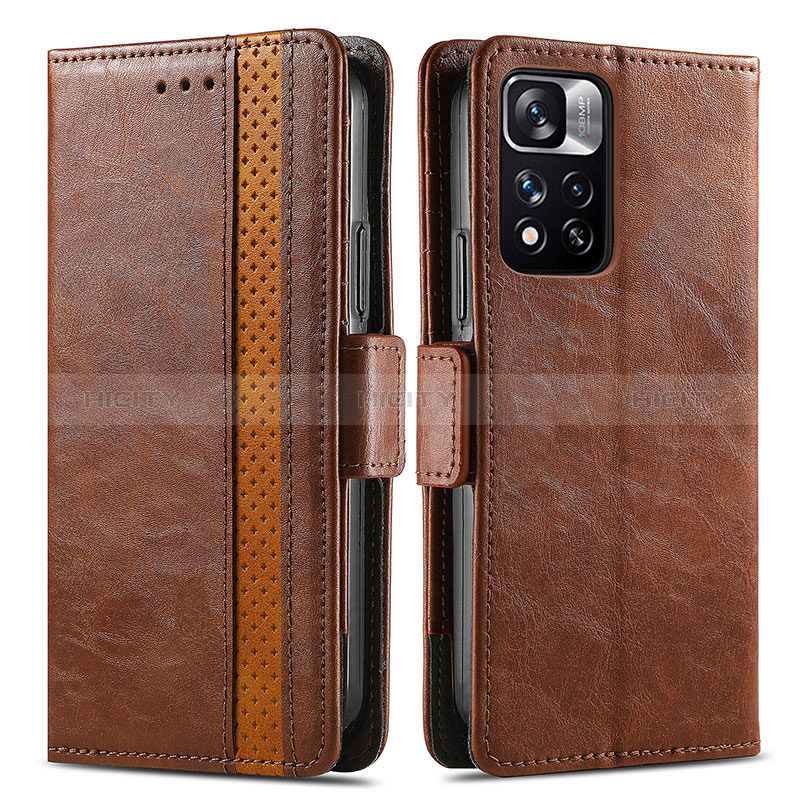 Coque Portefeuille Livre Cuir Etui Clapet S02D pour Xiaomi Redmi Note 11 Pro+ Plus 5G Marron Plus