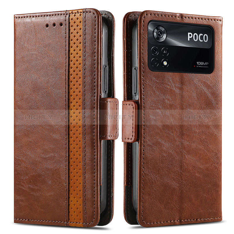 Coque Portefeuille Livre Cuir Etui Clapet S02D pour Xiaomi Redmi Note 11E Pro 5G Marron Plus