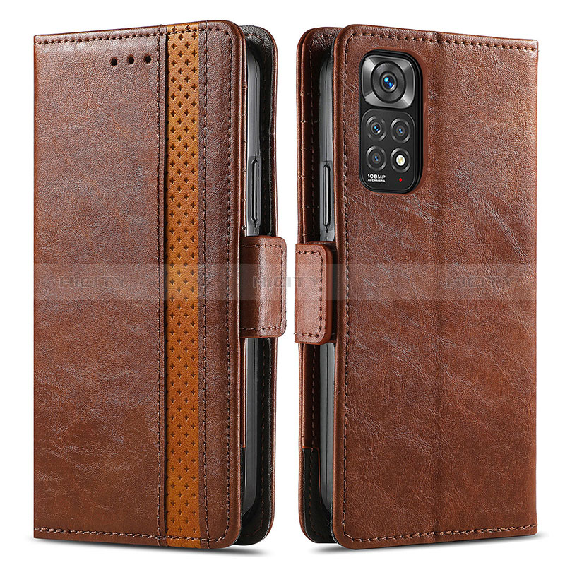 Coque Portefeuille Livre Cuir Etui Clapet S02D pour Xiaomi Redmi Note 11S 4G Marron Plus