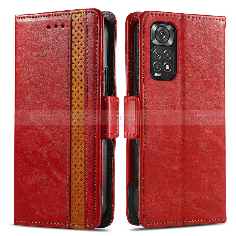 Coque Portefeuille Livre Cuir Etui Clapet S02D pour Xiaomi Redmi Note 11S 4G Rouge Plus