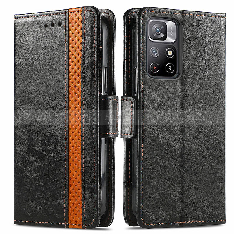 Coque Portefeuille Livre Cuir Etui Clapet S02D pour Xiaomi Redmi Note 11T 5G Noir Plus