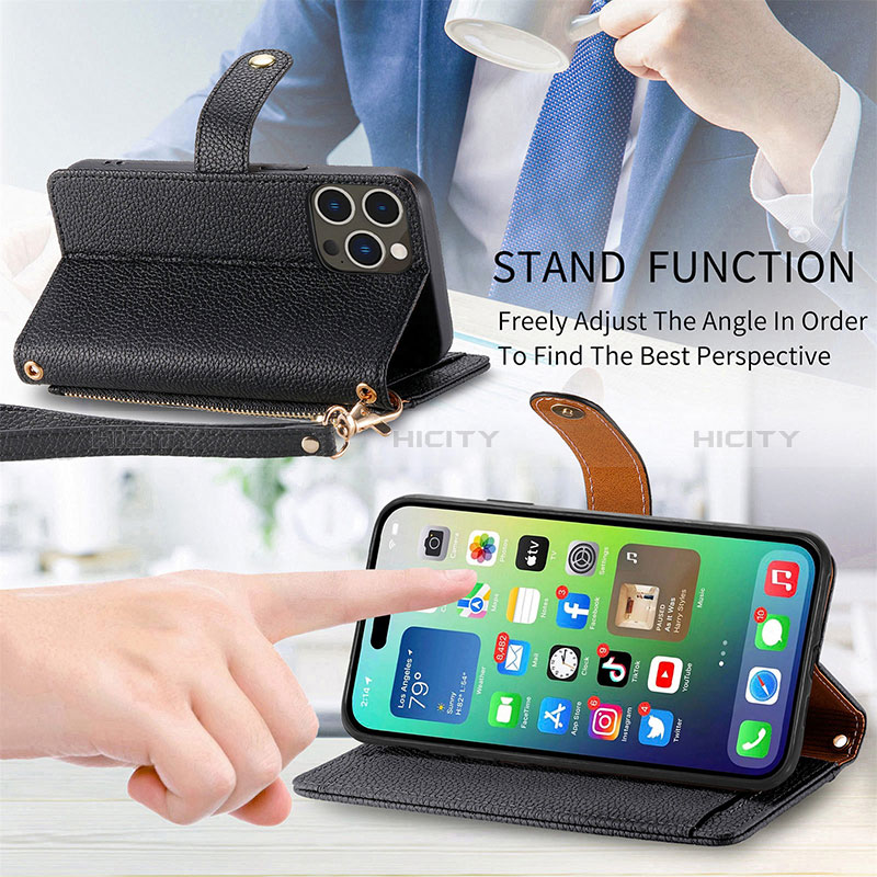 Coque Portefeuille Livre Cuir Etui Clapet S03D pour Apple iPhone 14 Pro Max Plus