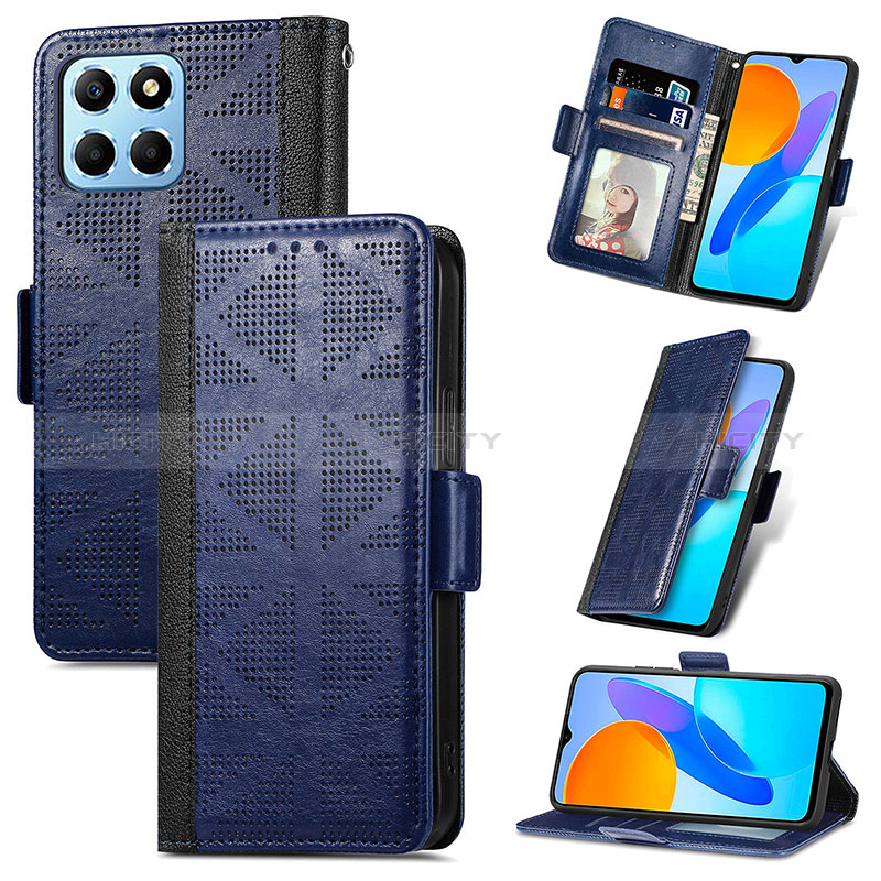 Coque Portefeuille Livre Cuir Etui Clapet S03D pour Huawei Honor X6 Bleu Plus