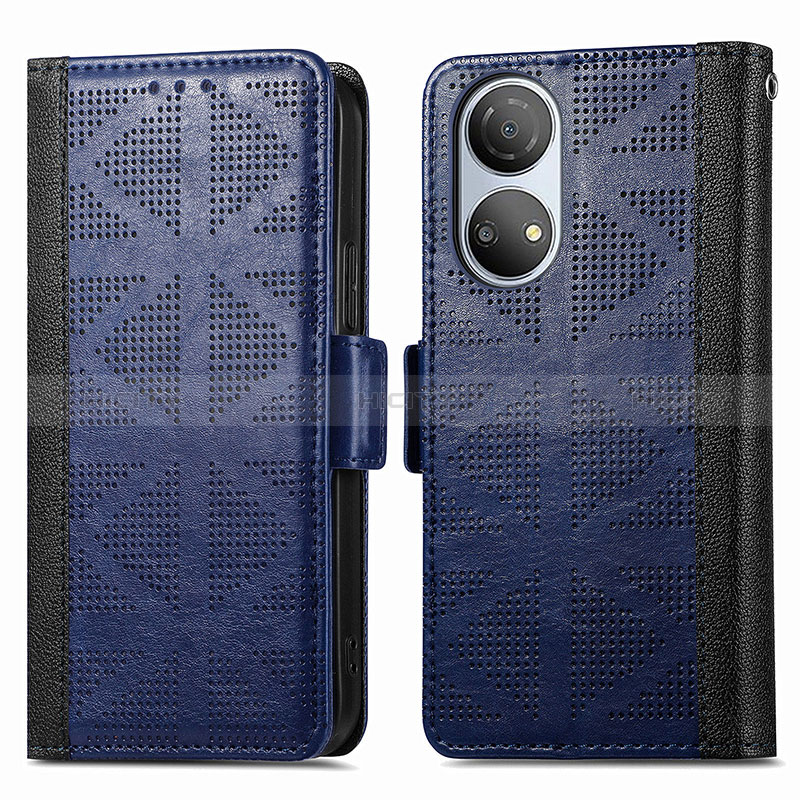 Coque Portefeuille Livre Cuir Etui Clapet S03D pour Huawei Honor X7 Bleu Plus