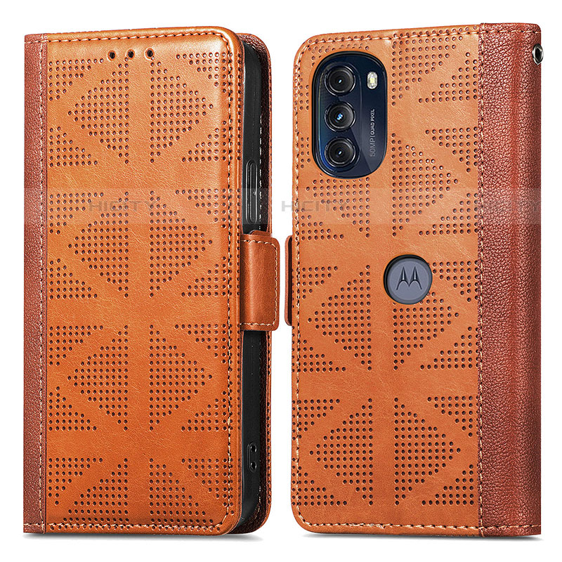 Coque Portefeuille Livre Cuir Etui Clapet S03D pour Motorola Moto G 5G (2022) Marron Plus