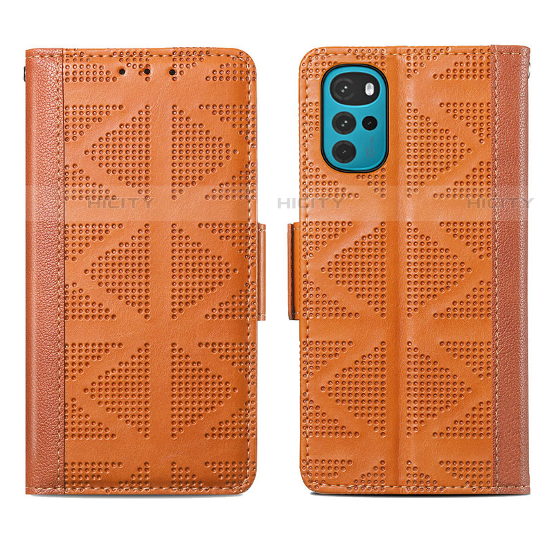 Coque Portefeuille Livre Cuir Etui Clapet S03D pour Motorola Moto G22 Marron Plus