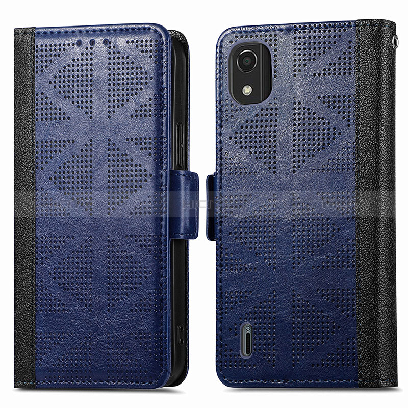 Coque Portefeuille Livre Cuir Etui Clapet S03D pour Nokia C2 2nd Edition Bleu Plus