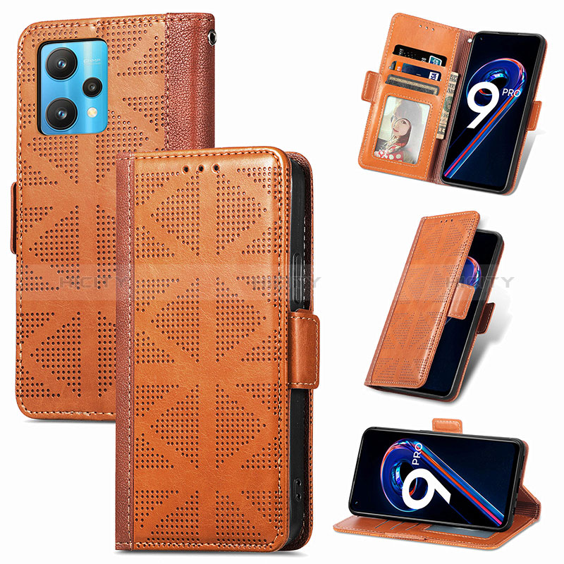 Coque Portefeuille Livre Cuir Etui Clapet S03D pour Realme 9 Pro 5G Marron Plus