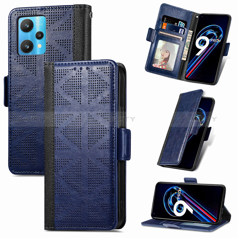 Coque Portefeuille Livre Cuir Etui Clapet S03D pour Realme Narzo 50 Pro 5G Bleu Plus