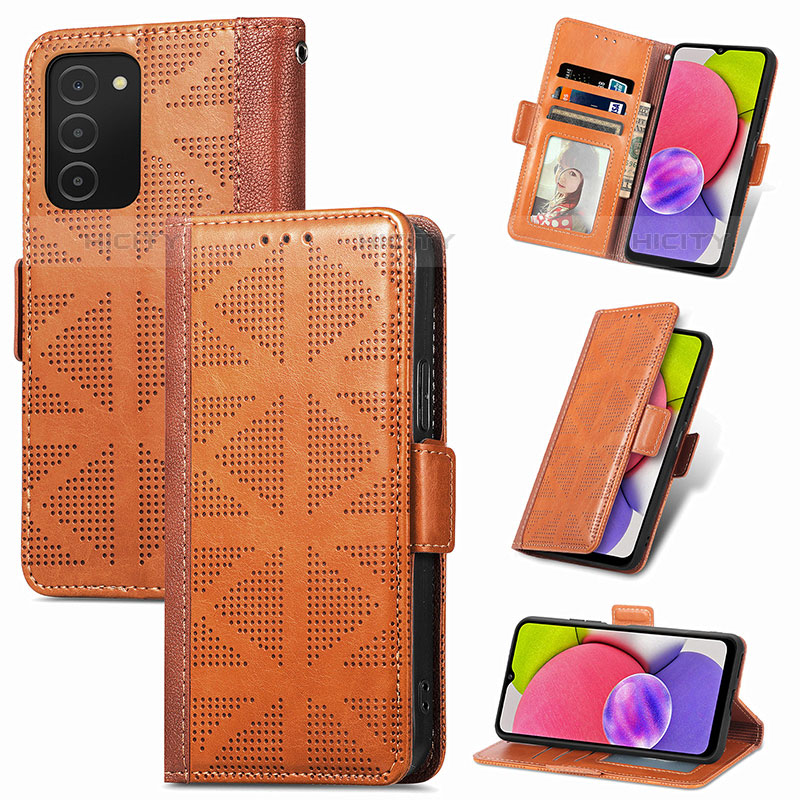 Coque Portefeuille Livre Cuir Etui Clapet S03D pour Samsung Galaxy M02s Marron Plus