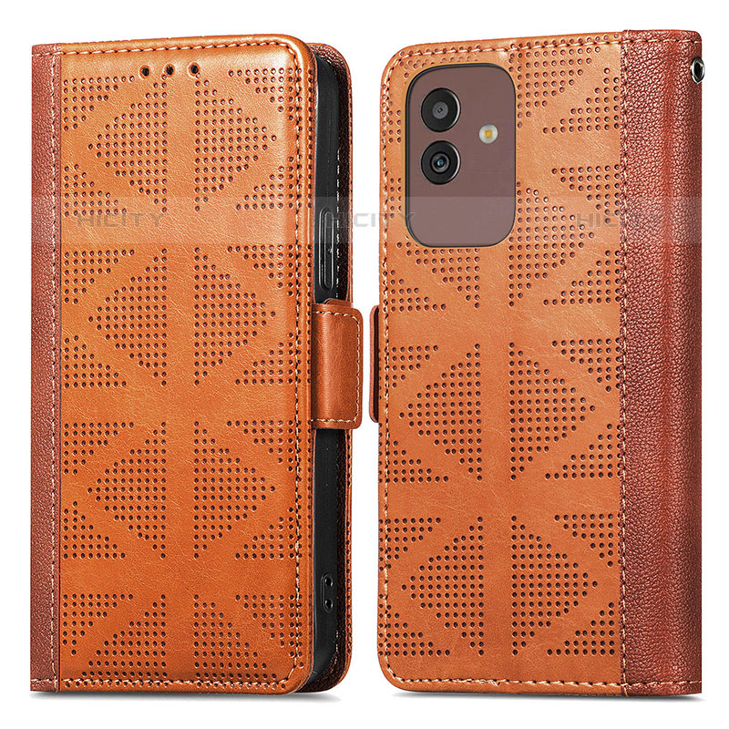 Coque Portefeuille Livre Cuir Etui Clapet S03D pour Samsung Galaxy M13 5G Marron Plus