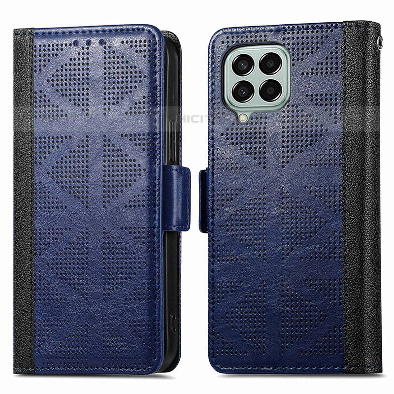 Coque Portefeuille Livre Cuir Etui Clapet S03D pour Samsung Galaxy M33 5G Bleu Plus