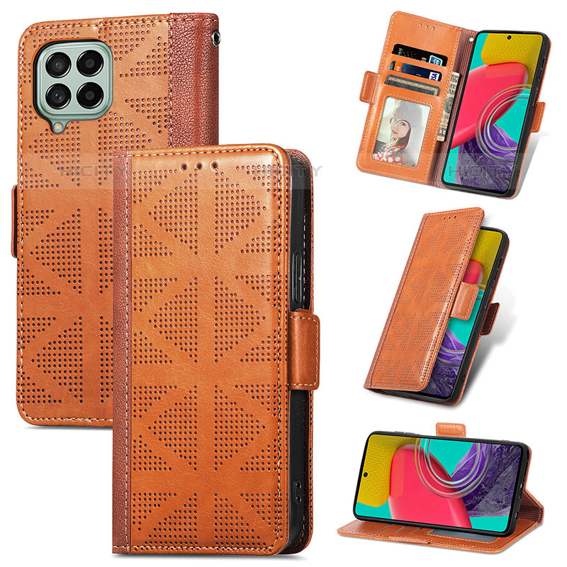 Coque Portefeuille Livre Cuir Etui Clapet S03D pour Samsung Galaxy M53 5G Marron Plus