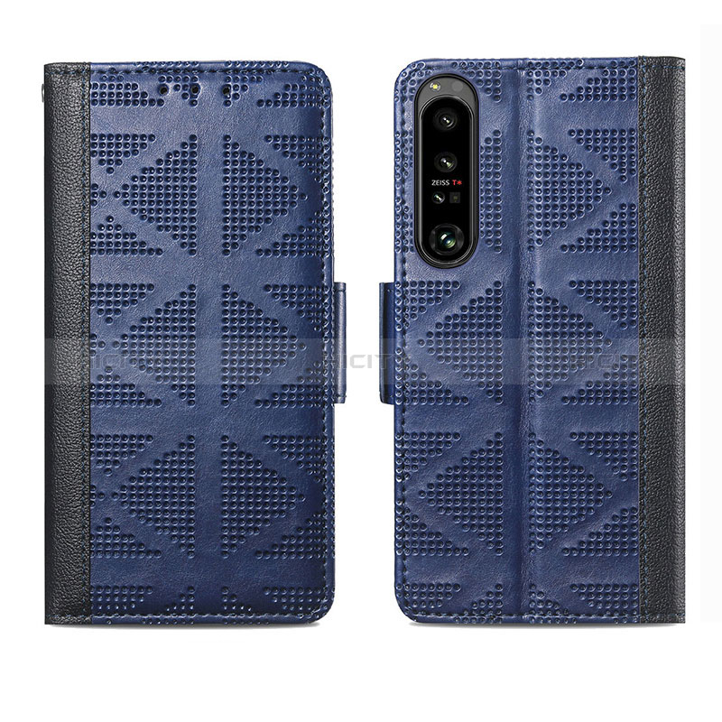 Coque Portefeuille Livre Cuir Etui Clapet S03D pour Sony Xperia 1 IV SO-51C Bleu Plus