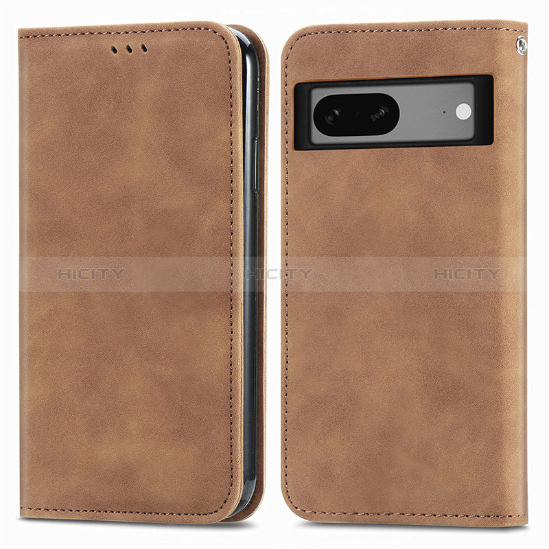 Coque Portefeuille Livre Cuir Etui Clapet S04D pour Google Pixel 7 5G Marron Plus