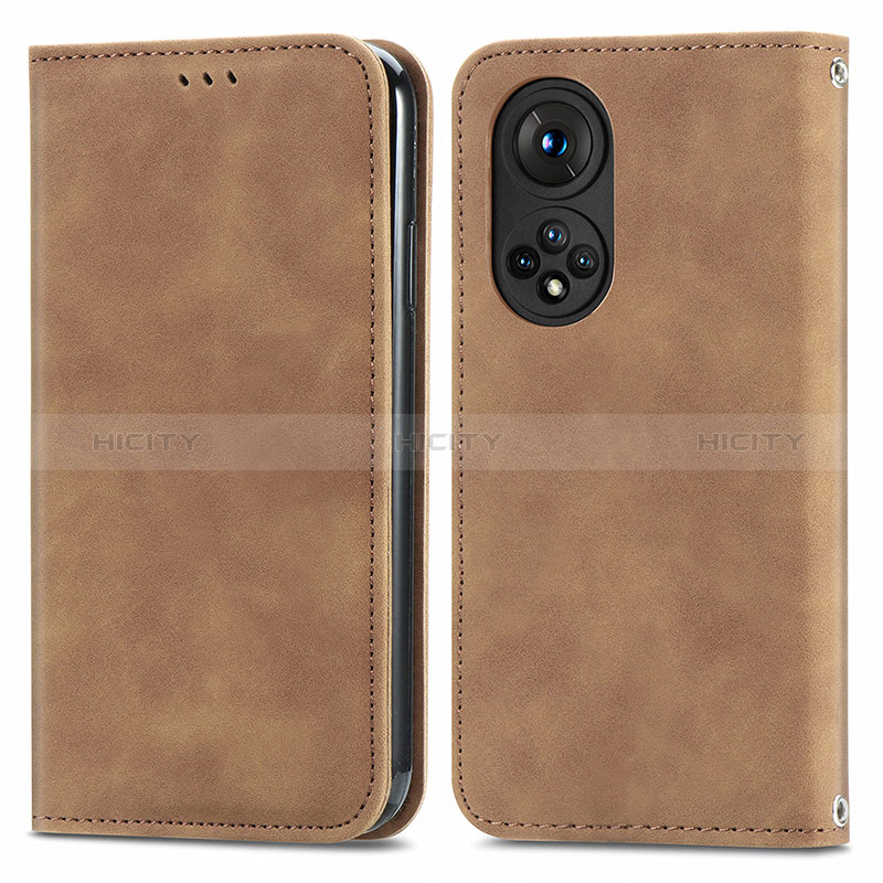 Coque Portefeuille Livre Cuir Etui Clapet S04D pour Huawei Honor 50 5G Marron Plus