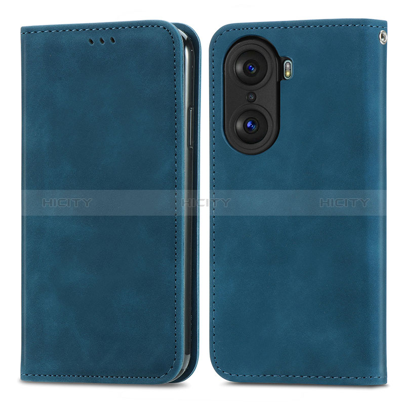 Coque Portefeuille Livre Cuir Etui Clapet S04D pour Huawei Honor 60 5G Bleu Plus