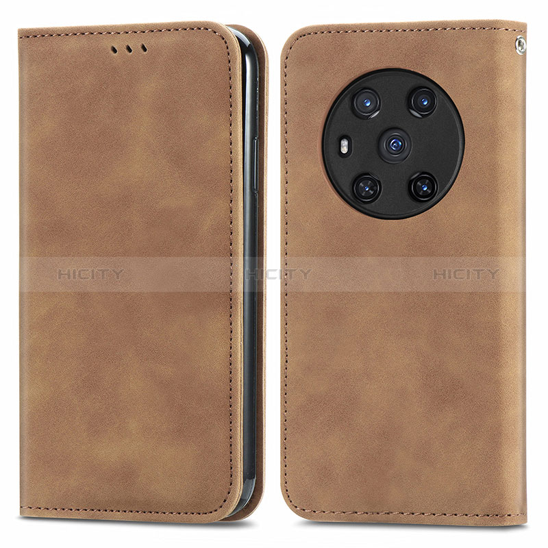 Coque Portefeuille Livre Cuir Etui Clapet S04D pour Huawei Honor Magic3 5G Marron Plus