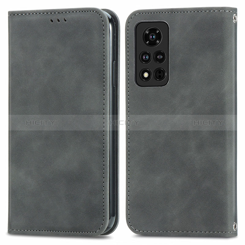 Coque Portefeuille Livre Cuir Etui Clapet S04D pour Huawei Honor V40 5G Gris Plus