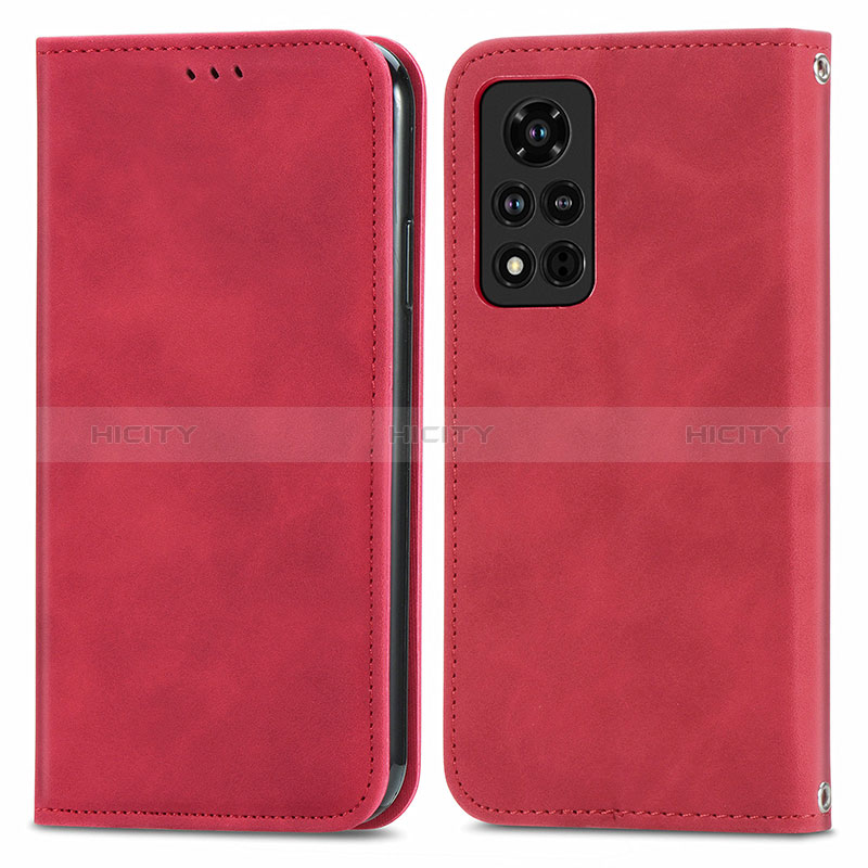 Coque Portefeuille Livre Cuir Etui Clapet S04D pour Huawei Honor V40 5G Rouge Plus