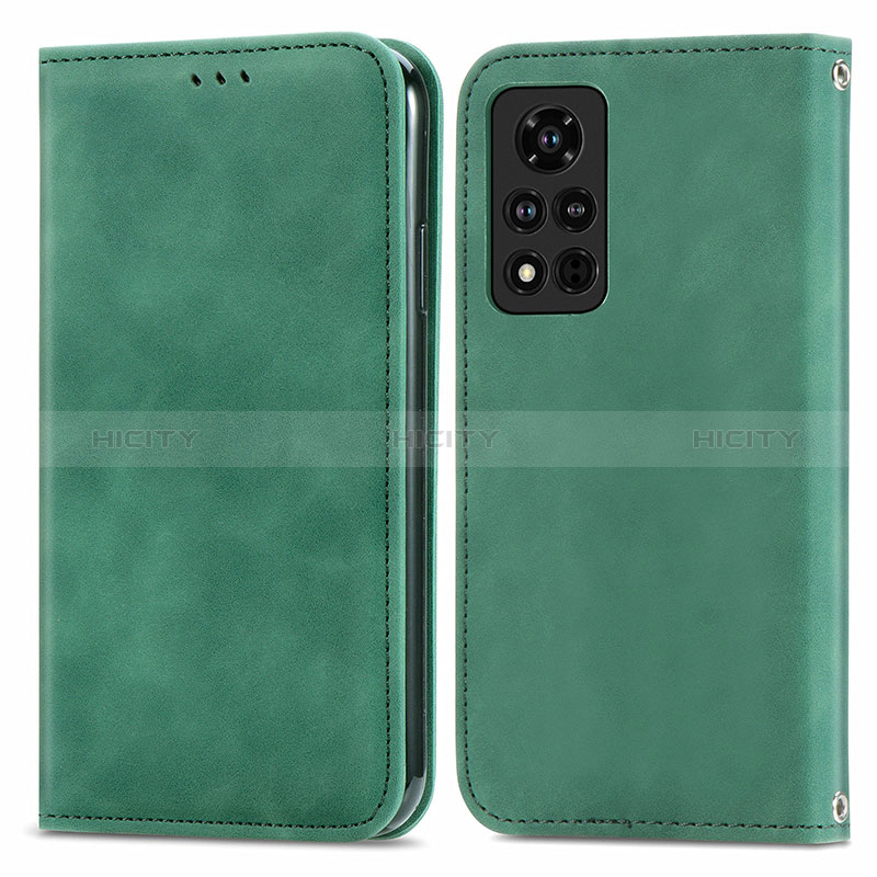 Coque Portefeuille Livre Cuir Etui Clapet S04D pour Huawei Honor V40 5G Vert Plus