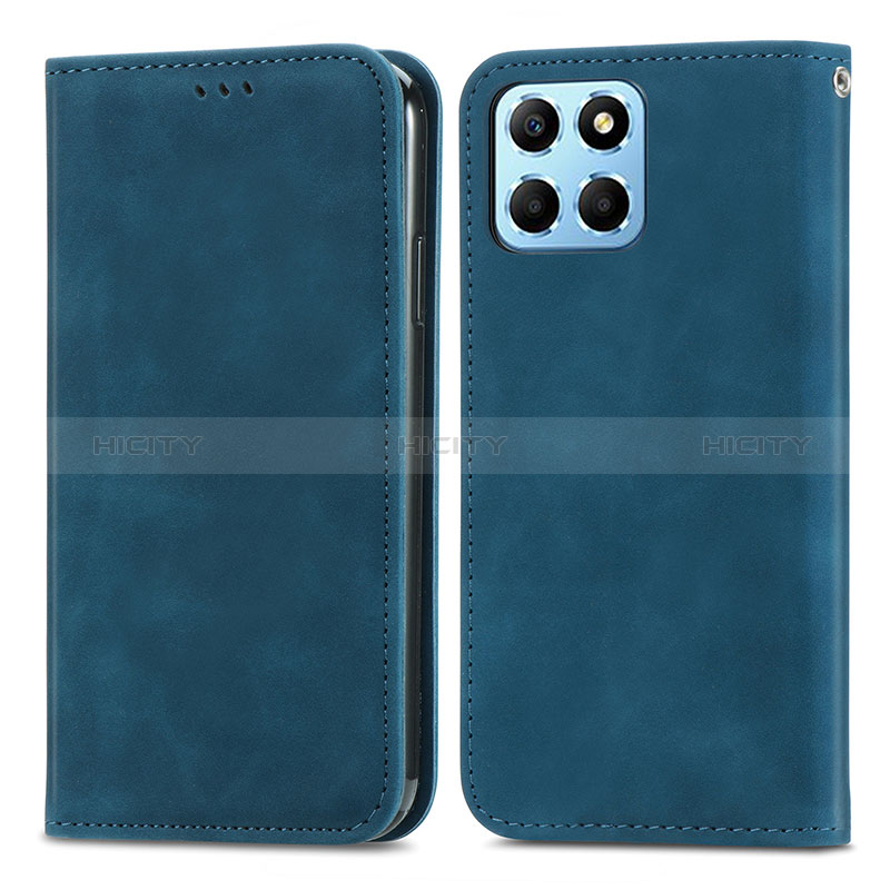 Coque Portefeuille Livre Cuir Etui Clapet S04D pour Huawei Honor X6 5G Bleu Plus