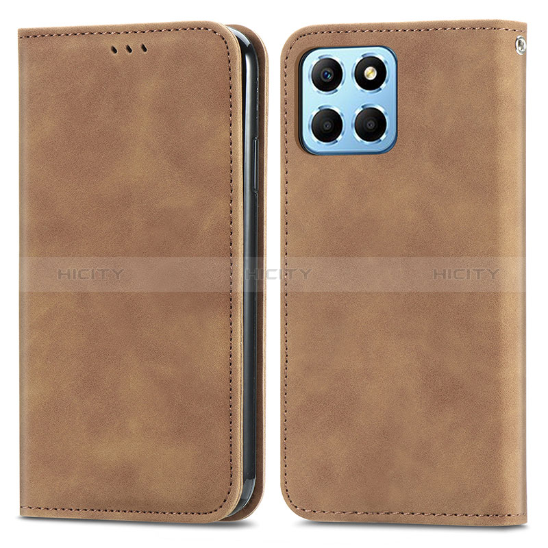 Coque Portefeuille Livre Cuir Etui Clapet S04D pour Huawei Honor X6S Marron Plus