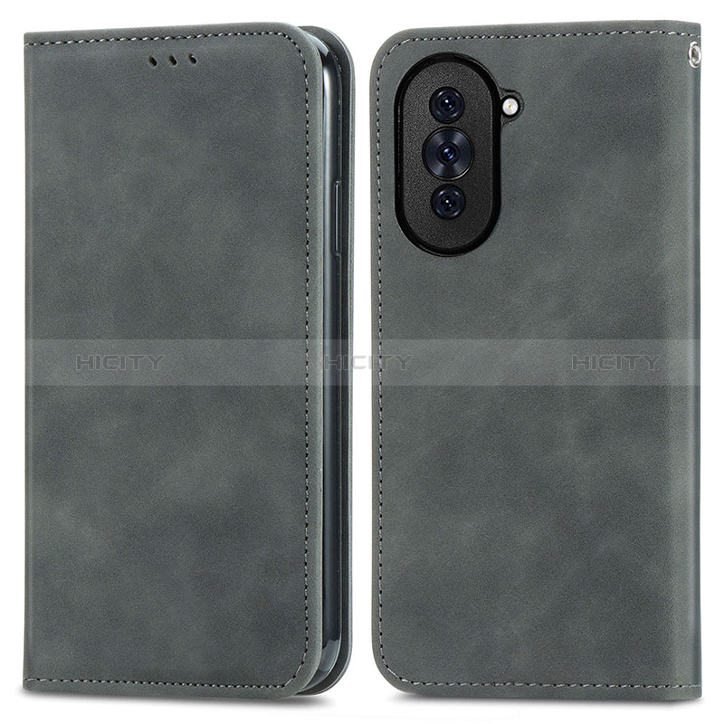 Coque Portefeuille Livre Cuir Etui Clapet S04D pour Huawei Nova 10 Gris Plus