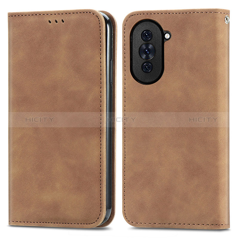 Coque Portefeuille Livre Cuir Etui Clapet S04D pour Huawei Nova 10 Marron Plus