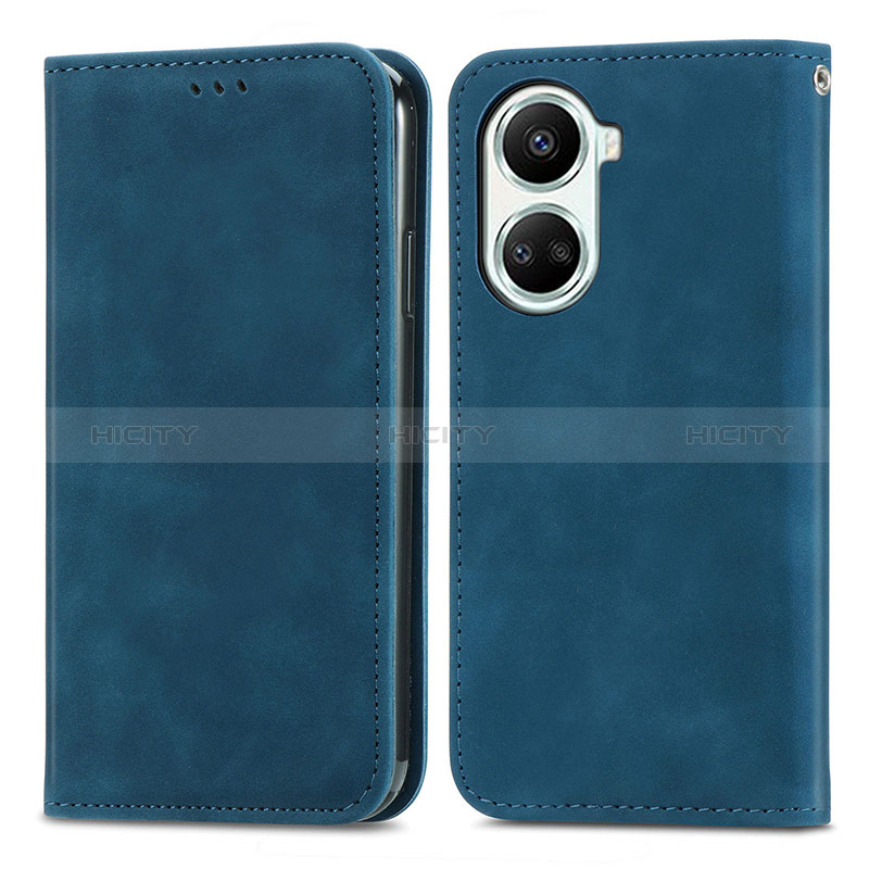 Coque Portefeuille Livre Cuir Etui Clapet S04D pour Huawei Nova 10 SE Bleu Plus