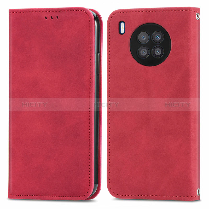 Coque Portefeuille Livre Cuir Etui Clapet S04D pour Huawei Nova 8i Rouge Plus