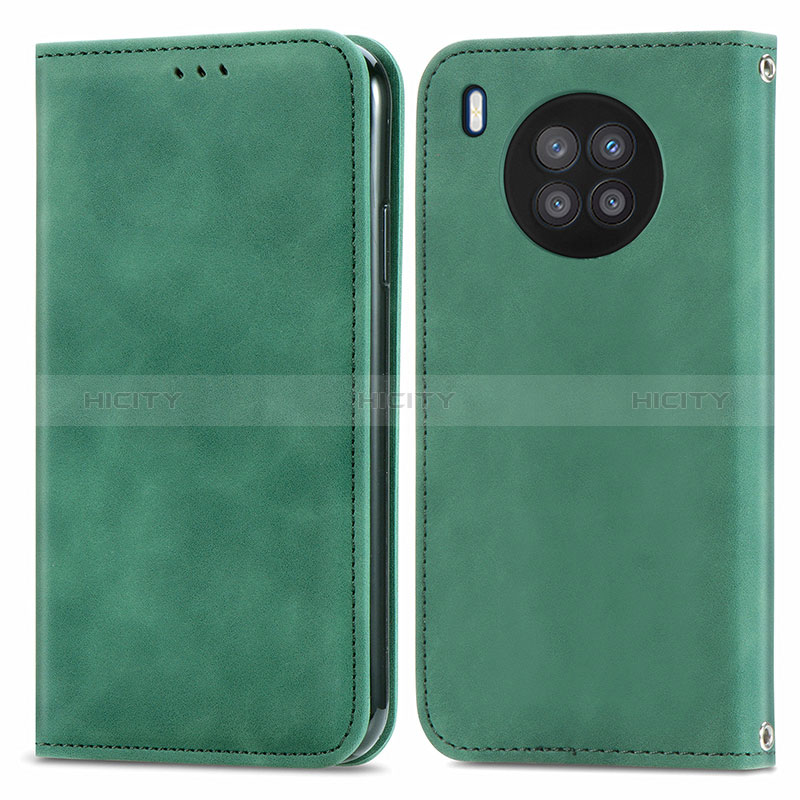 Coque Portefeuille Livre Cuir Etui Clapet S04D pour Huawei Nova 8i Vert Plus