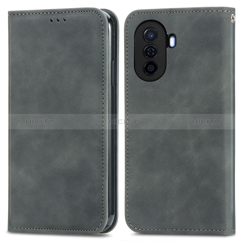 Coque Portefeuille Livre Cuir Etui Clapet S04D pour Huawei Nova Y70 Gris Plus