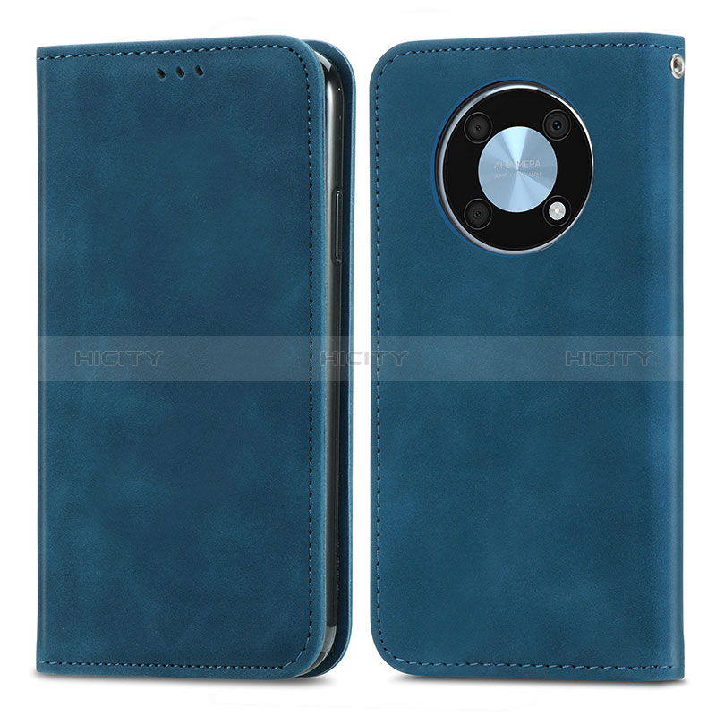 Coque Portefeuille Livre Cuir Etui Clapet S04D pour Huawei Nova Y90 Bleu Plus