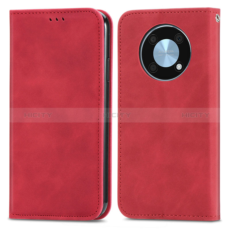 Coque Portefeuille Livre Cuir Etui Clapet S04D pour Huawei Nova Y90 Rouge Plus