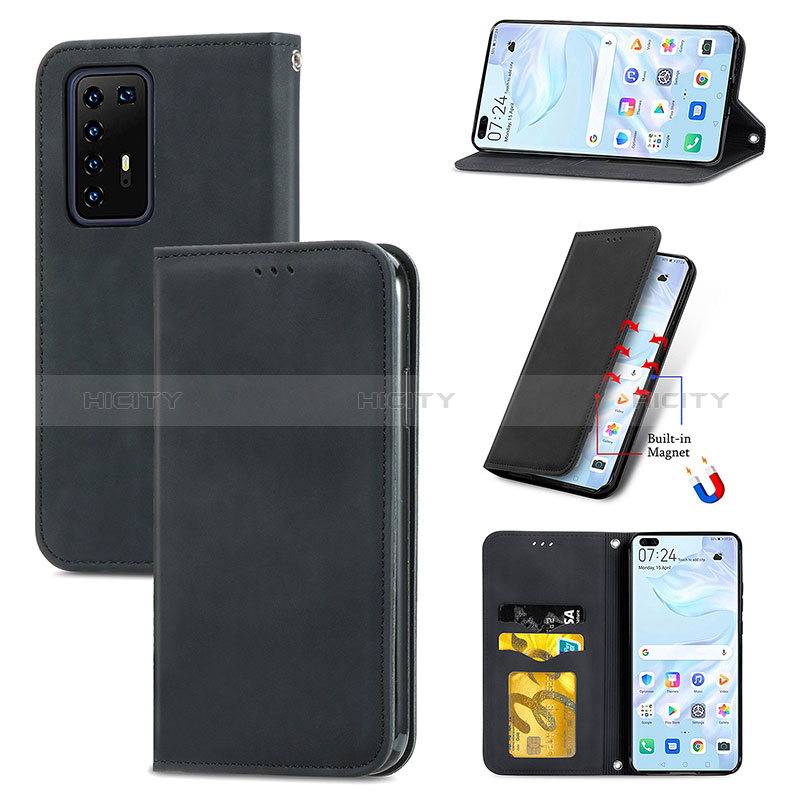 Coque Portefeuille Livre Cuir Etui Clapet S04D pour Huawei P40 Pro Plus