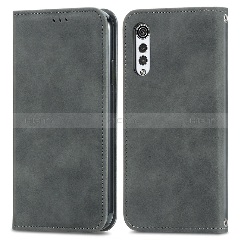 Coque Portefeuille Livre Cuir Etui Clapet S04D pour LG Velvet 2 Pro Gris Plus