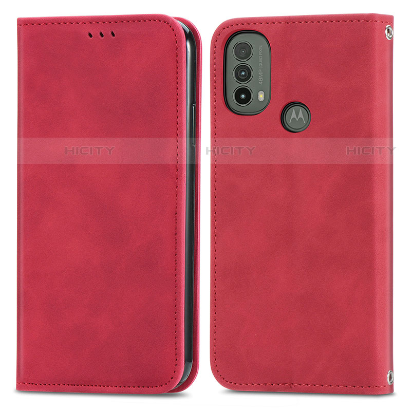 Coque Portefeuille Livre Cuir Etui Clapet S04D pour Motorola Moto E20 Rouge Plus