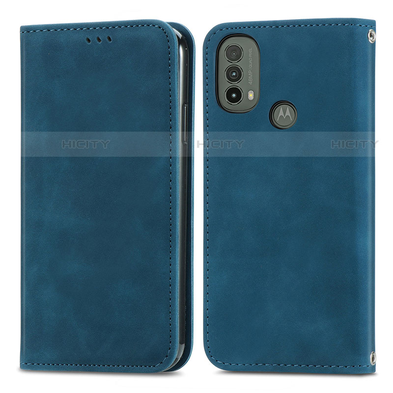 Coque Portefeuille Livre Cuir Etui Clapet S04D pour Motorola Moto E40 Bleu Plus