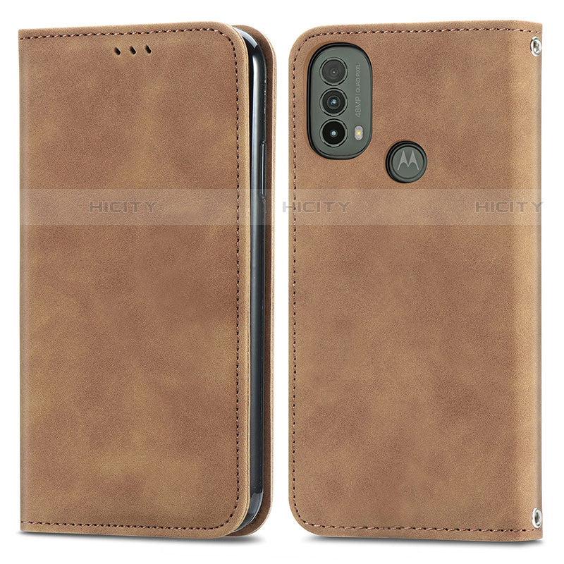 Coque Portefeuille Livre Cuir Etui Clapet S04D pour Motorola Moto E40 Marron Plus