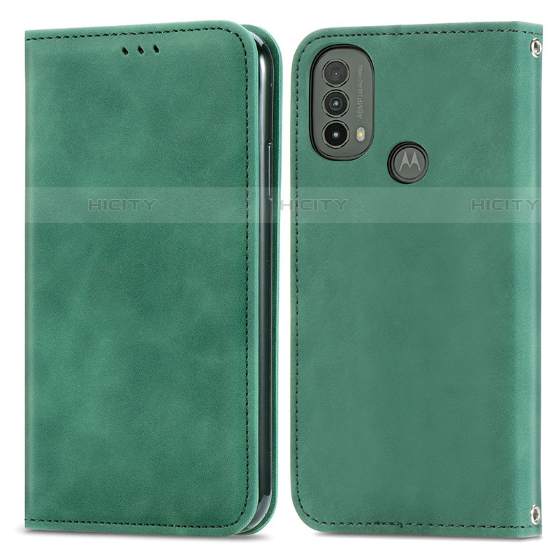 Coque Portefeuille Livre Cuir Etui Clapet S04D pour Motorola Moto E40 Vert Plus