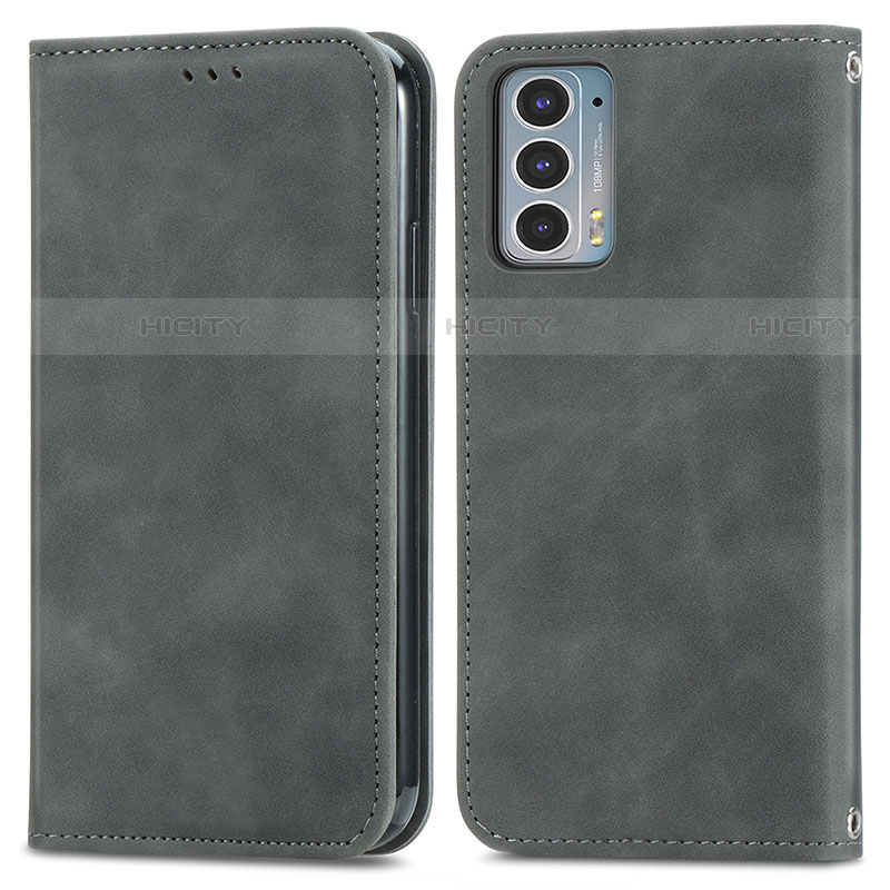 Coque Portefeuille Livre Cuir Etui Clapet S04D pour Motorola Moto Edge 20 5G Gris Plus