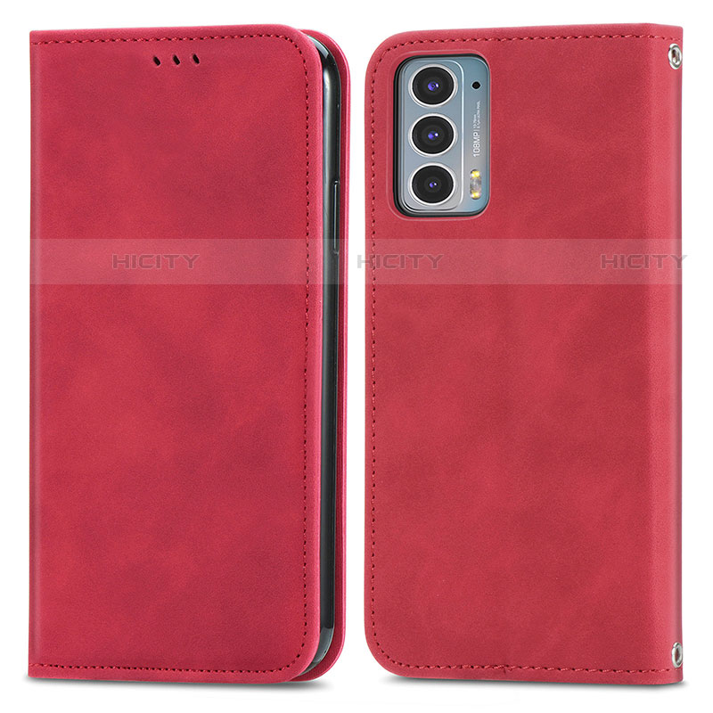 Coque Portefeuille Livre Cuir Etui Clapet S04D pour Motorola Moto Edge 20 5G Rouge Plus